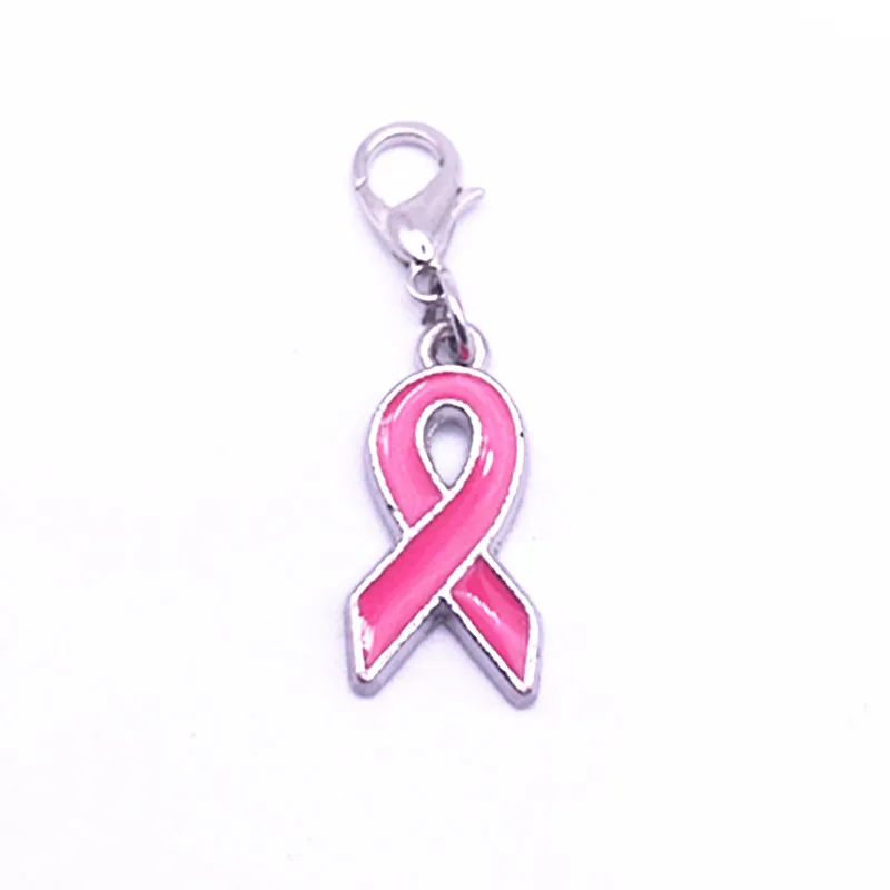 10PCS Pink Enamel Ribbon Tie Pendant Breast Cancer Awareness Dangle Charms For Women Necklace Bracelets DIY Accessories Jewelry | Украшения