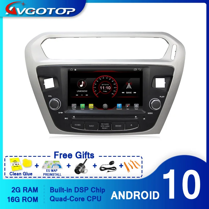 Автомагнитола AVGOTOP Android 10 Wince DVD плеер для PEUGEOT 301 CITROEN ELYSEE 2 ГБ 16 GPS