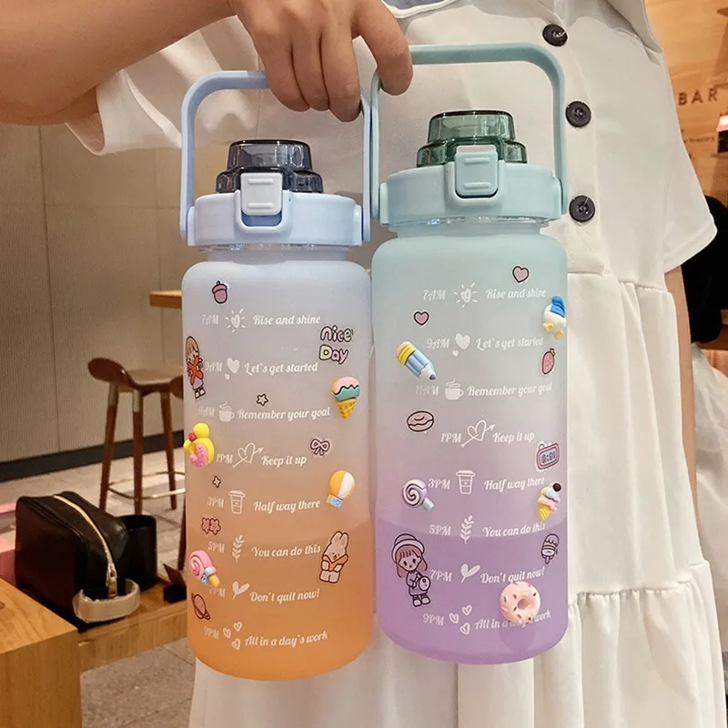 1.5/2L Stickers Water Bottle with Straw Cute Portable Scale Bottle for Water Outdoor Travel Kettle for Adult Student Drink Jugs
1.5/2L Stickers Water Bottle with Straw Cute Portable Scale Bottle for Water Outdoor Travel Kettle for Adult Student Drink Jugs