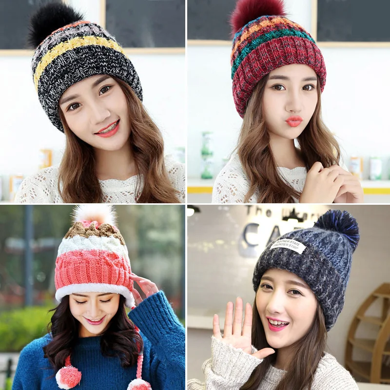 Women Autumn Winter Bonnet Soft Thick Warm Crochet Knitted Beanie Faux Fur Pom Pom Hats Fashion Outdoor Skullies Beanies Hat
Women Autumn Winter Bonnet Soft Thick Warm Crochet Knitted Beanie Faux Fur Pom Pom Hats Fashion Outdoor Skullies Beanies Hat