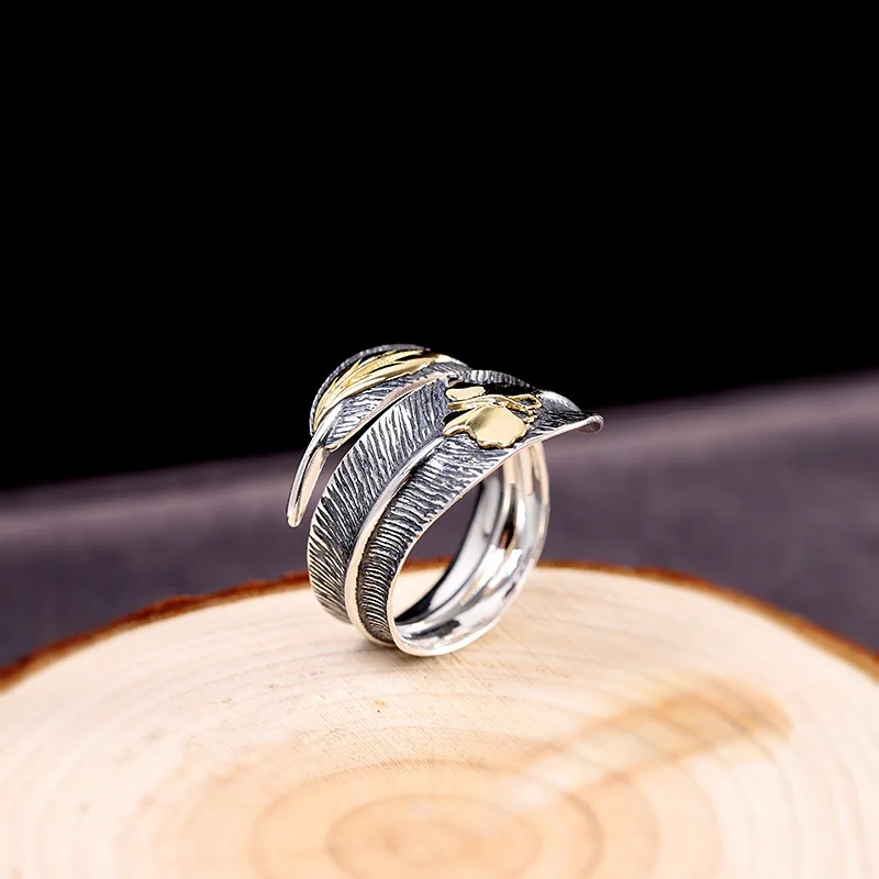 Vintage Female Gold Leaf Ring 100% Real Thai Sterling Silver Engagement Rings For Women Vintage Unique Wedding Ring
Vintage Female Gold Leaf Ring 100% Real Thai Sterling Silver Engagement Rings For Women Vintage Unique Wedding Ring
