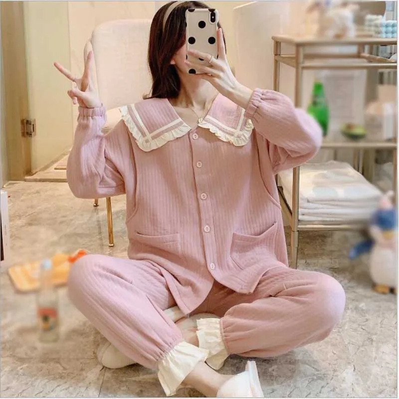 Новинка 2020, зимние комплекты для беременных женщин, хлопковая Осенняя домашняя одежда для кормления, толстая пижама с длинным рукавом для б... 
Новинка 2020, зимние комплекты для беременных женщин, хлопковая Осенняя домашняя одежда для кормления, толстая пижама с длинным рукавом для б...