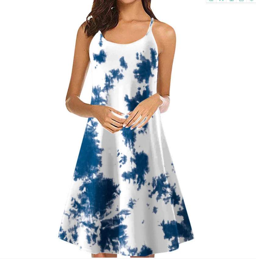 Fashion sexySummer Ladies Tie-Dye Sleeveless Dress Halter Sling Sexy Big Swing Dress
Fashion sexySummer Ladies Tie-Dye Sleeveless Dress Halter Sling Sexy Big Swing Dress