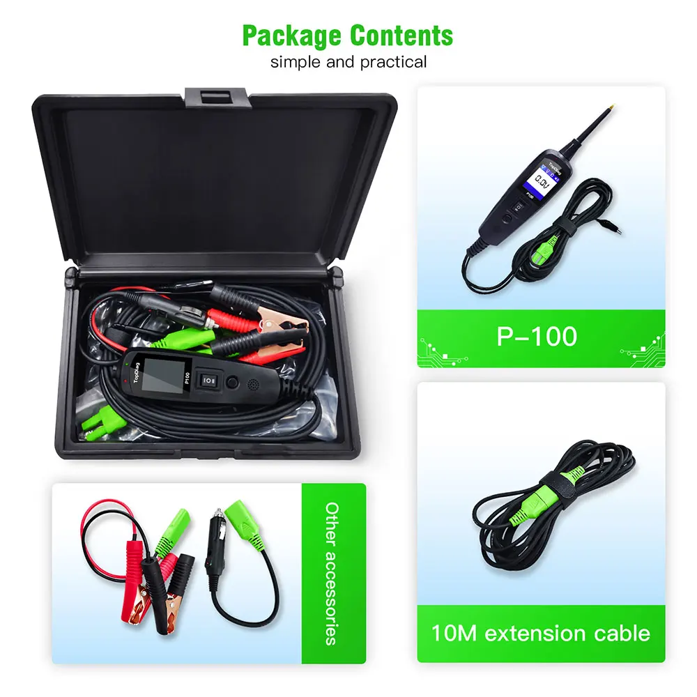 P100 Electrical System Diagnostics Tester Power Scanner Diagnostic Tool Automotive Voltage Circuit Tester For 12V Cars 24V Truck
P100 Electrical System Diagnostics Tester Power Scanner Diagnostic Tool Automotive Voltage Circuit Tester For 12V Cars 24V Truck