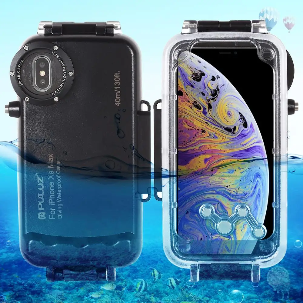 

PULUZ 40m/130ft Waterproof Diving Housing Photo Video Taking Underwater Cover Case for iPhone XS Max