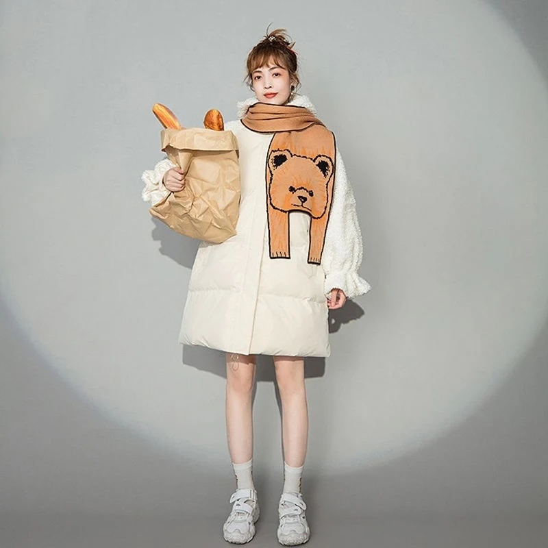 Женская Стеганая куртка с капюшоном Bear Ears, зимняя теплая куртка средней длины из овечьей шерсти белого цвета, 2021
Женская Стеганая куртка с капюшоном Bear Ears, зимняя теплая куртка средней длины из овечьей шерсти белого цвета, 2021