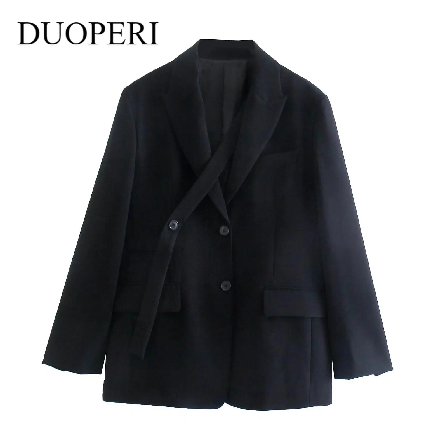 DUOPERI Women Fashion Oversized Blazer with Strap Detail Lapel Collar Long Sleeves Elegant Office Lady Casual Jacket Female
DUOPERI Women Fashion Oversized Blazer with Strap Detail Lapel Collar Long Sleeves Elegant Office Lady Casual Jacket Female