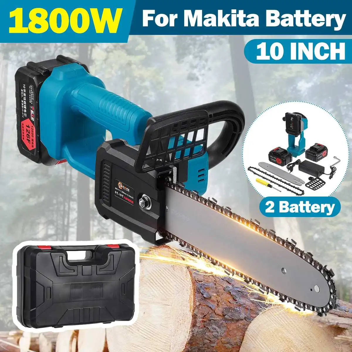 10Inch 126Vf 1800W Electric Chain Saw Brushless Pruning Saw For Makita 2/1Battery Cordless Garden Chainsaw Pruning Logging Saw
10Inch 126Vf 1800W Electric Chain Saw Brushless Pruning Saw For Makita 2/1Battery Cordless Garden Chainsaw Pruning Logging Saw