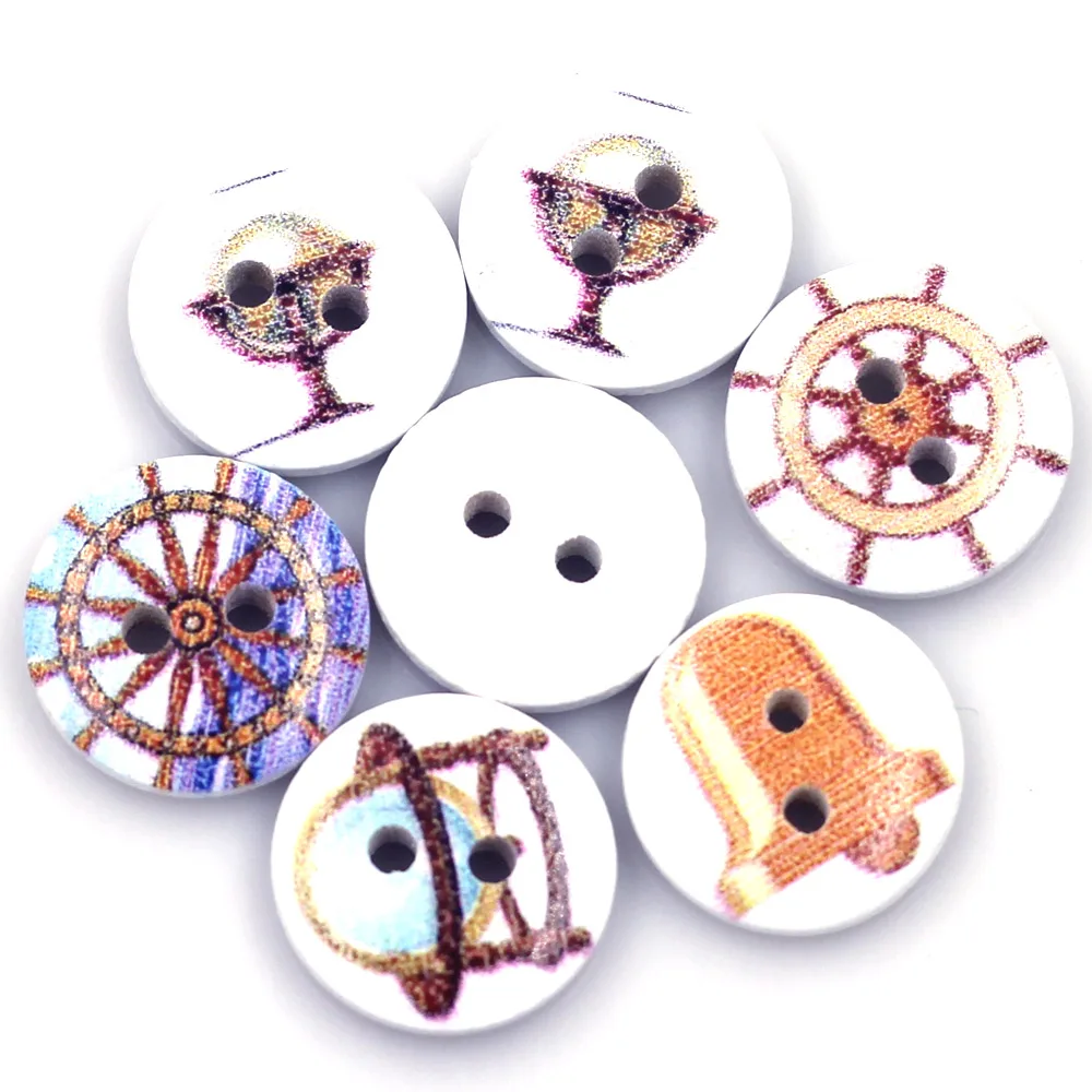 20Pcs Mixed Round Helm Steamship Anchor Theme 2 Holes Wood Sewing Buttons for Ornaments Crafts Scrapbook Clothes Decoration 15mm
20Pcs Mixed Round Helm Steamship Anchor Theme 2 Holes Wood Sewing Buttons for Ornaments Crafts Scrapbook Clothes Decoration 15mm