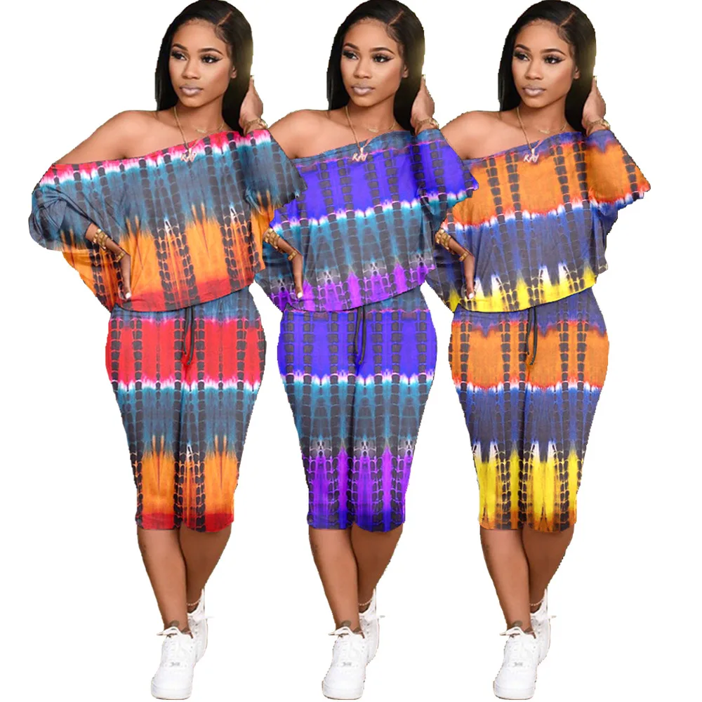 S-2xl Casual Tie-Dyed Print Women Two Piece Set New Fall Sexy Oblique Collar T Shirt And Short Pants 2pcs Wholesale Dropshipping
S-2xl Casual Tie-Dyed Print Women Two Piece Set New Fall Sexy Oblique Collar T Shirt And Short Pants 2pcs Wholesale Dropshipping