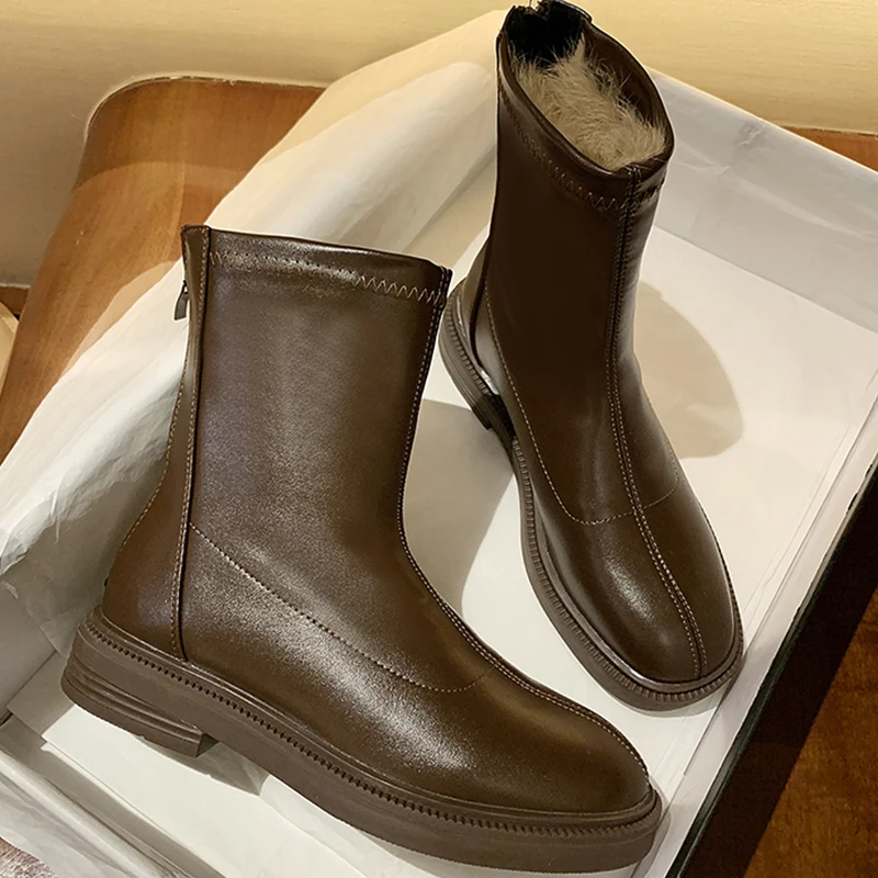 Women Winter Modern Boots New Ankle Short Boots Female Round Toe Casual Flats Short Plush Shoes Fashion Ladies Zippers Shoes
Women Winter Modern Boots New Ankle Short Boots Female Round Toe Casual Flats Short Plush Shoes Fashion Ladies Zippers Shoes