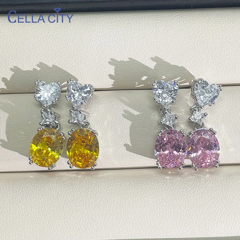 Cellacity 925 sterling silver earrings with Heart shaped zircon Gemstones Silver drop earring for female wedding party Jewelry
Cellacity 925 sterling silver earrings with Heart shaped zircon Gemstones Silver drop earring for female wedding party Jewelry