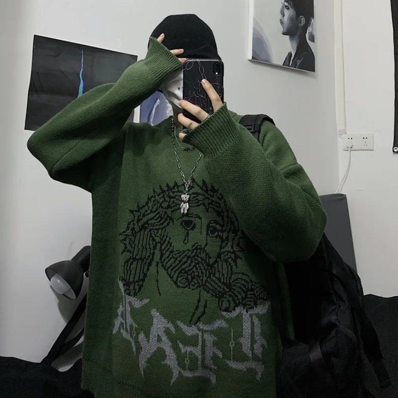 Harajuku Sweater Women Man Punk Streetwear Jacquard Print Knitted Pullover Korean Fashion Pull Jumper Unisex Autumn 2021
Harajuku Sweater Women Man Punk Streetwear Jacquard Print Knitted Pullover Korean Fashion Pull Jumper Unisex Autumn 2021