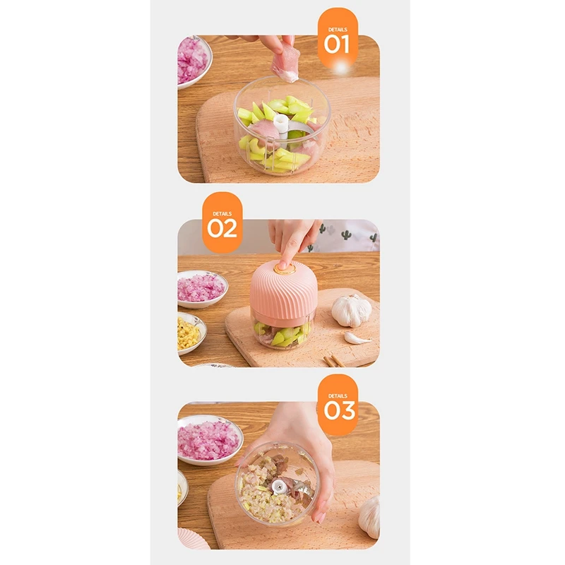 350ML USB Electric Garlic Chopper Mini Garlic Grinder Cordless Food Fruit Vegetable Blender Kitchen Gadgets
350ML USB Electric Garlic Chopper Mini Garlic Grinder Cordless Food Fruit Vegetable Blender Kitchen Gadgets
