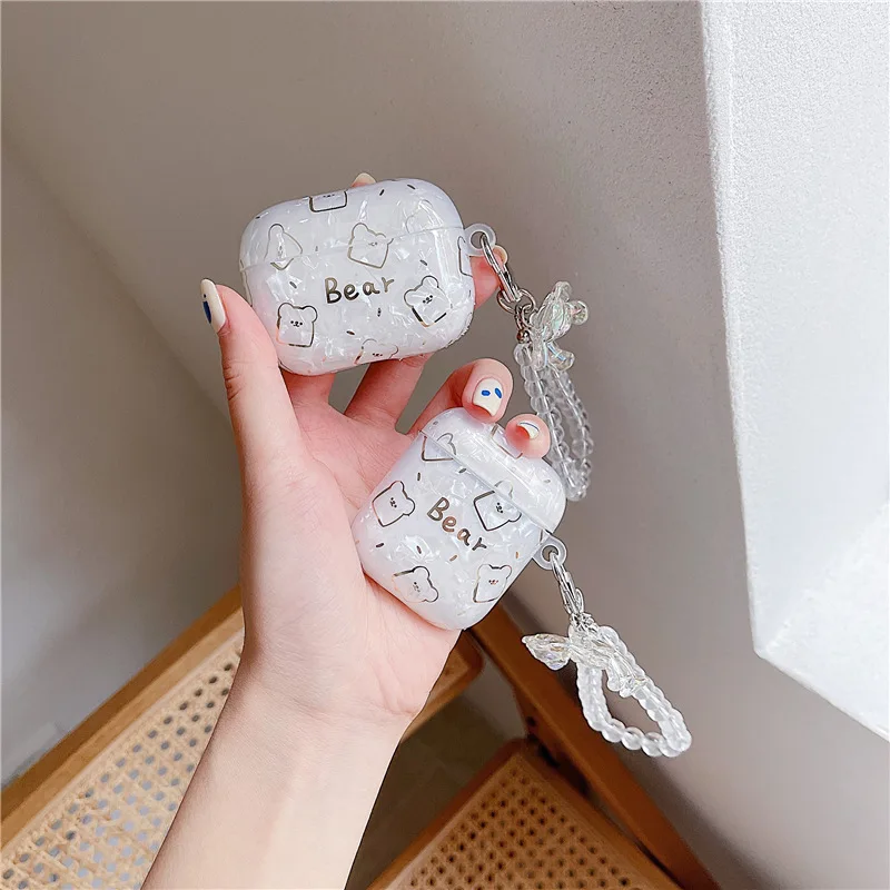 Dreamy White Glossy Shell Bear Bracelet Keychain Earphone Soft Case Wireless Headset Box Cover for Apple Airpods 1 2 Pro 3
Dreamy White Glossy Shell Bear Bracelet Keychain Earphone Soft Case Wireless Headset Box Cover for Apple Airpods 1 2 Pro 3