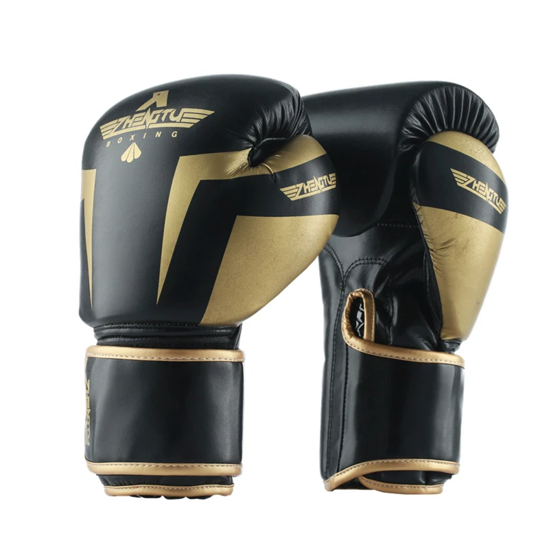

Боксерские перчатки 10oz 12oz из искусственной кожи, черные мужские и женские перчатки для ММА, взрослые профессиональные бойцовские тренировк...
