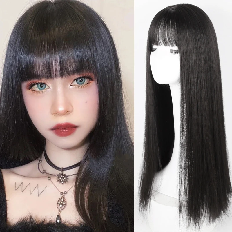 LANLAN Women Wig Heat-resistant Synthetic Wig Mid-length Hair With Bangs Cosplay Black Long Straight Wigs
LANLAN Women Wig Heat-resistant Synthetic Wig Mid-length Hair With Bangs Cosplay Black Long Straight Wigs