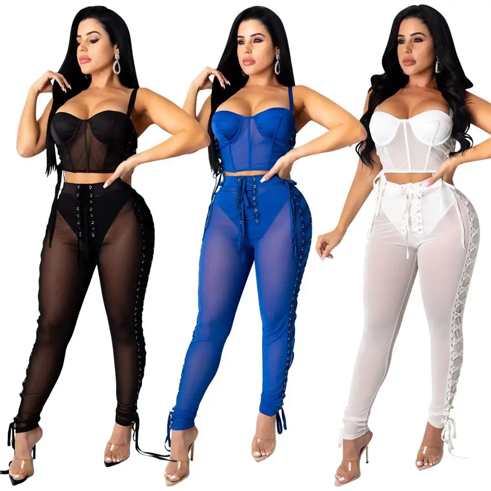 Fall Sexy Sheer Mesh Corset Top and Lace Up Leggings 2 Piece Sets Womens Outfits Club Wear Bandage Set
Fall Sexy Sheer Mesh Corset Top and Lace Up Leggings 2 Piece Sets Womens Outfits Club Wear Bandage Set