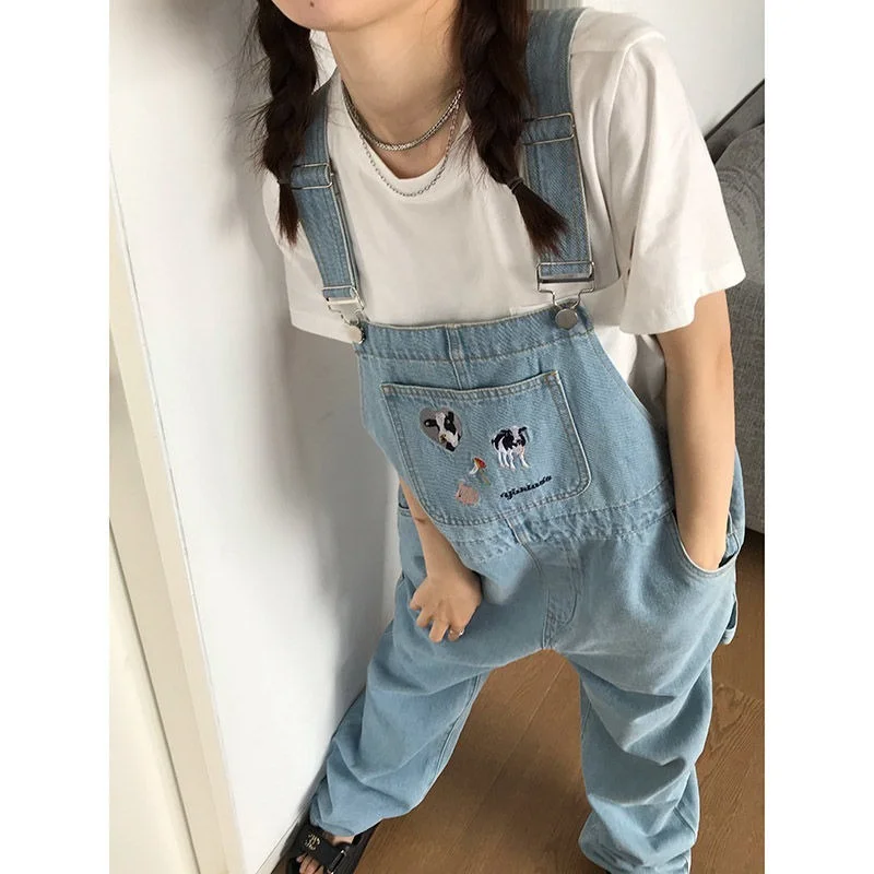 Cow Embroidered Denim Jumpsuits Woman Summer Loose Straight Women One Piece Outfits College Style Jeans Wide-leg Overalls
Cow Embroidered Denim Jumpsuits Woman Summer Loose Straight Women One Piece Outfits College Style Jeans Wide-leg Overalls