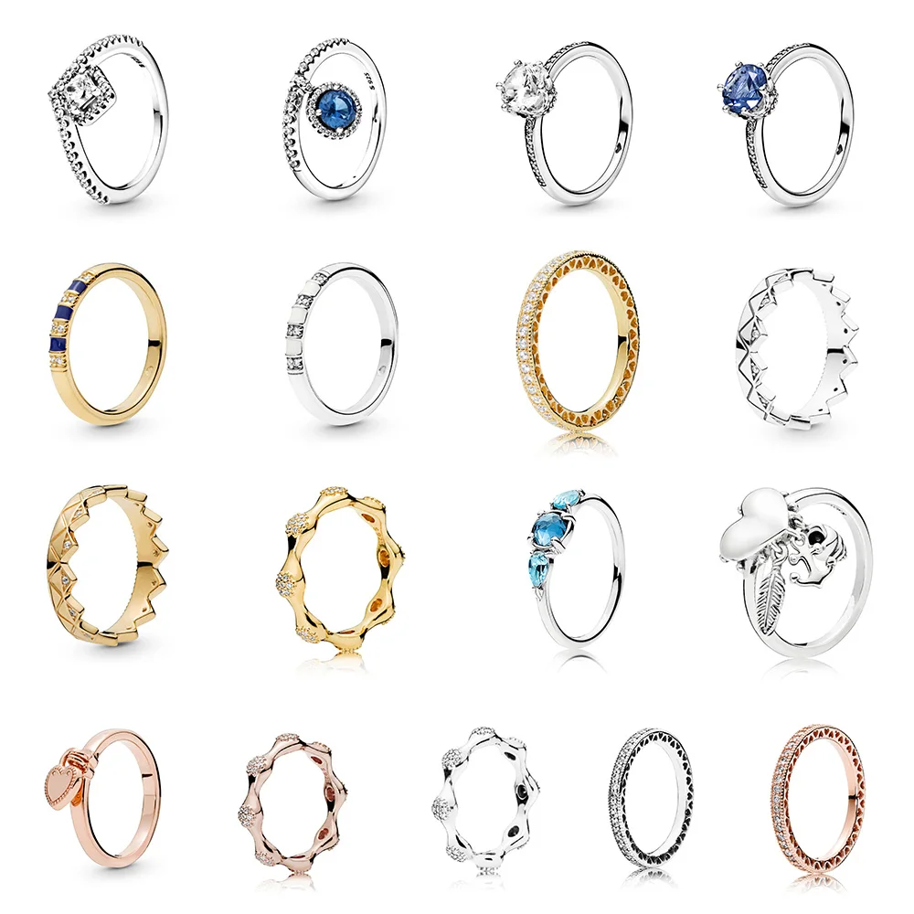 925 Sterling Silver Finger Ring Charms Blue Round Crystal Rose Gold Heart Feather Anillo For Women Wedding Fine Jewelry
925 Sterling Silver Finger Ring Charms Blue Round Crystal Rose Gold Heart Feather Anillo For Women Wedding Fine Jewelry
