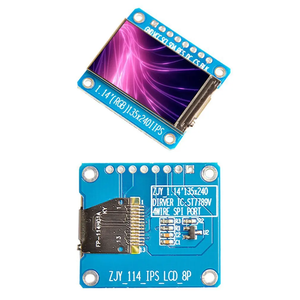 8Pin 1.14'' IPS Full Color SPI TFT Display Screen 135x240 ST7789 For TFT Display Screen Module Drive IC
8Pin 1.14'' IPS Full Color SPI TFT Display Screen 135x240 ST7789 For TFT Display Screen Module Drive IC