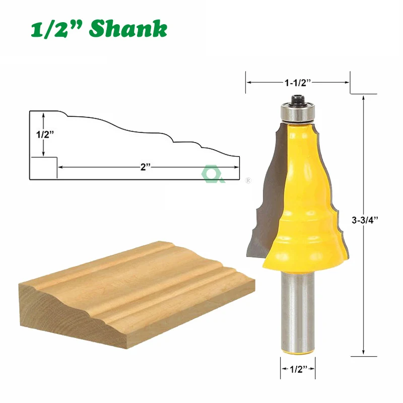 

1PC 1/2" 12.7MM Shank Milling Cutter Wood Carving Gong Cutter Armrest Door Window Casing Router Bit Line Milling Cutter for Wood