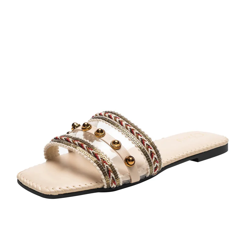 Summer Slippers New Flat Designer Fashion Ribbon Slippers Open Toe Outdoor Women Shoes Sandals Women 2021 Large Size 37-42
Summer Slippers New Flat Designer Fashion Ribbon Slippers Open Toe Outdoor Women Shoes Sandals Women 2021 Large Size 37-42