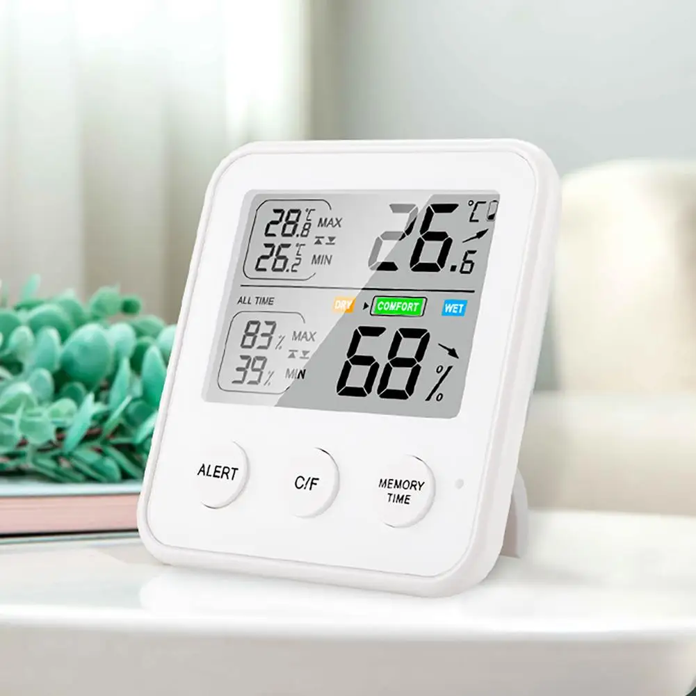 

Electronic Digital Temperature Humidity Meter Indoor Outdoor Thermometer Hygrometer Weather Station Clock Meters Baby Room Tool