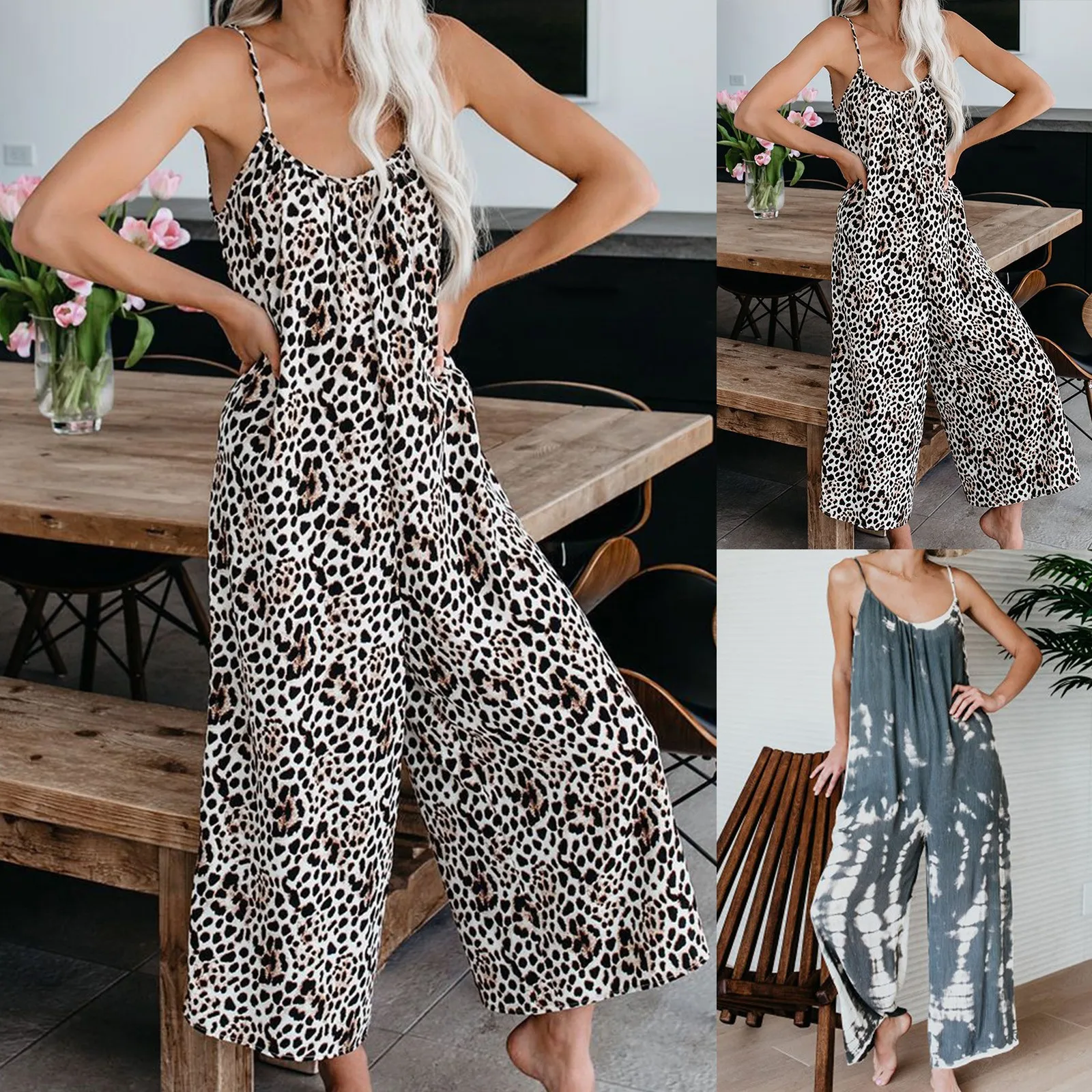 Women's Jumpsuit Leopard Print Sleeveless Loose Overalls Large Suspender Jumpsuit Summer Fashion Casual Ladies Romper 2021 New
Women's Jumpsuit Leopard Print Sleeveless Loose Overalls Large Suspender Jumpsuit Summer Fashion Casual Ladies Romper 2021 New