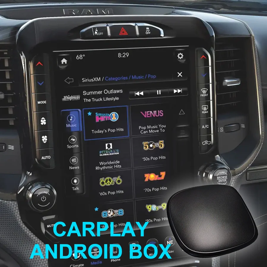 

Mini Wireless CarPlay Ai Box Youtube Netfix Android 9 4+64G Plug Play For Dodge Ram 2500 2021 2022 Ram trucks Smart Video Player