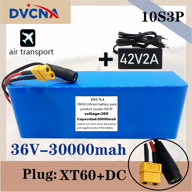 New 10S3P 36V XT60 500W high power 18650 lithium battery pack 30000mAh electric bicycle bicycle scooter BMS with charger
New 10S3P 36V XT60 500W high power 18650 lithium battery pack 30000mAh electric bicycle bicycle scooter BMS with charger