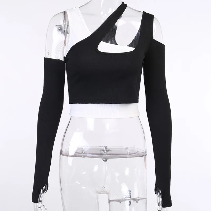 2020 European and American Autumn New Fashion Street Contrasting Color Two-Piece Navel Female Sleeve Sling Vest Women's Shirt
2020 European and American Autumn New Fashion Street Contrasting Color Two-Piece Navel Female Sleeve Sling Vest Women's Shirt