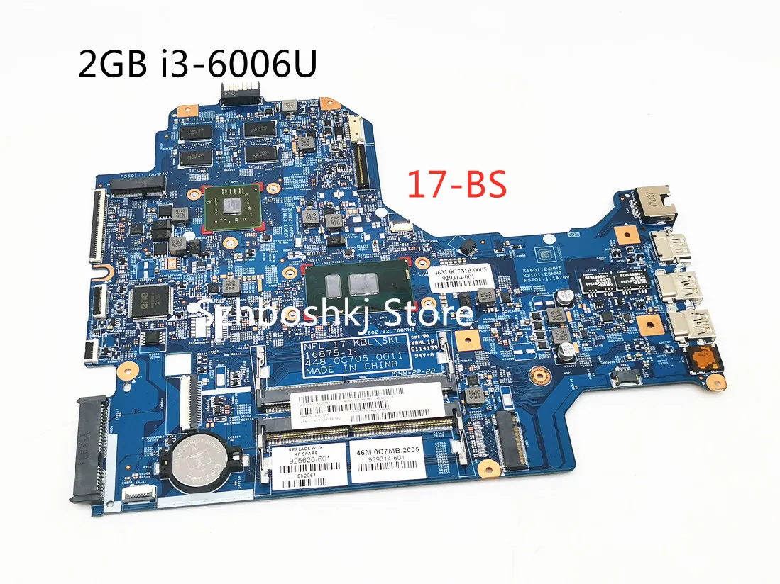 Laptop Motherboard 925620-001 925620-601 16875-1 For HP 17-BS 17-BS061ST NoteBook PC Mainboard with 520 2GB GPU I3-6006U CPU
Laptop Motherboard 925620-001 925620-601 16875-1 For HP 17-BS 17-BS061ST NoteBook PC Mainboard with 520 2GB GPU I3-6006U CPU