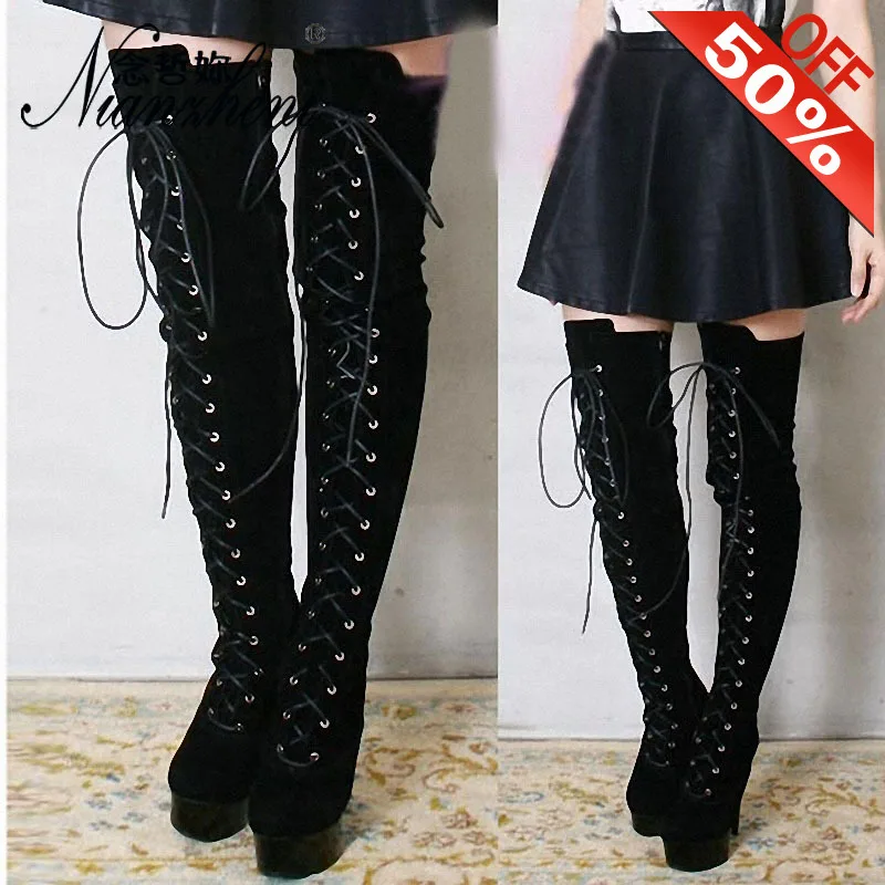 5 Inches Over the knee Boots Lace Up stripper heels Models High heels Sexy Show Pole dance shoes Flock Nightclub Gothic Mature
5 Inches Over the knee Boots Lace Up stripper heels Models High heels Sexy Show Pole dance shoes Flock Nightclub Gothic Mature