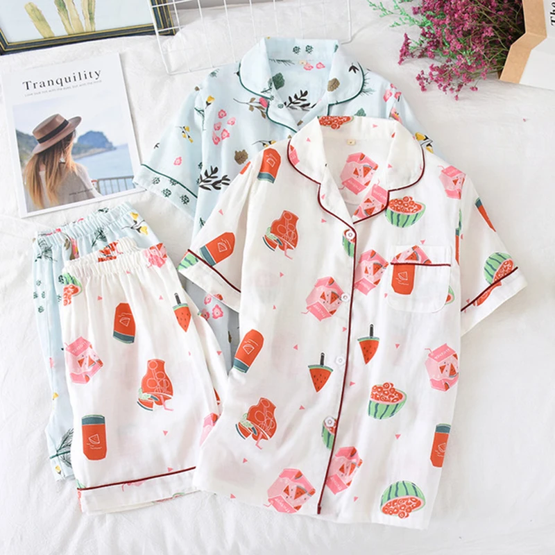 Japanese spring summer pajamas women cotton gauze thin loose home service short sleeve shorts suit students pijamas sleepwear
Japanese spring summer pajamas women cotton gauze thin loose home service short sleeve shorts suit students pijamas sleepwear