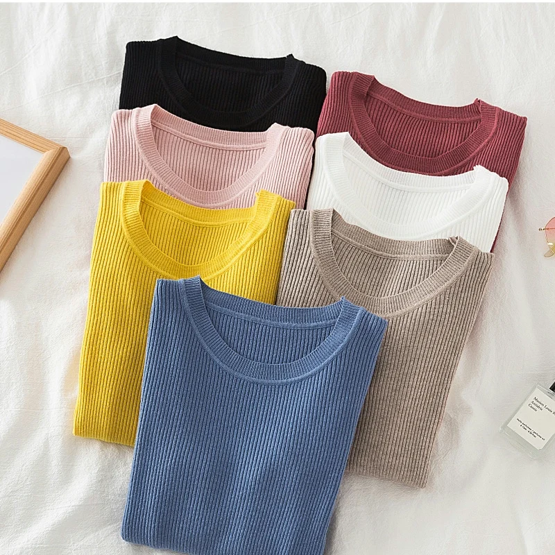 Autumn and Winter Women Sweater Casual Knitted Pullover Round Neck Bottoming Sweater Slim Solid Top Soft Full Femme New 17695
Autumn and Winter Women Sweater Casual Knitted Pullover Round Neck Bottoming Sweater Slim Solid Top Soft Full Femme New 17695