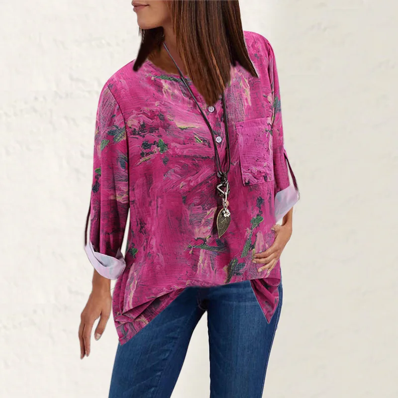 Vintage Women Print Blouses Long Sleeve Loose Plus Size Shirt Casual Button Pockets Retro Female Tops Streetwear Autumn Spring
Vintage Women Print Blouses Long Sleeve Loose Plus Size Shirt Casual Button Pockets Retro Female Tops Streetwear Autumn Spring