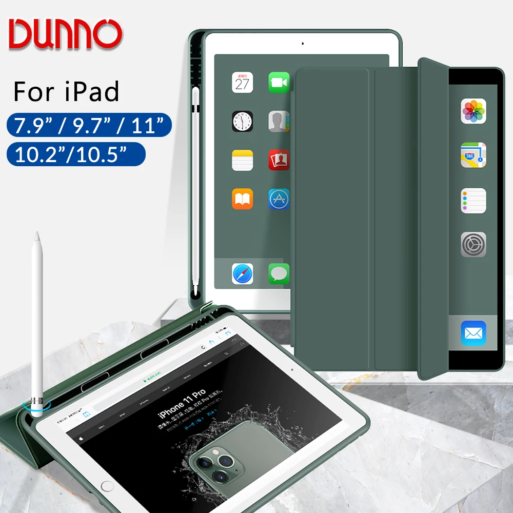 Умный чехол с держателем для стилуса iPad 2019 и 10 2 Mini 5 2020 Pro 11 Air 3 4 9 7 2017 5-го поколения