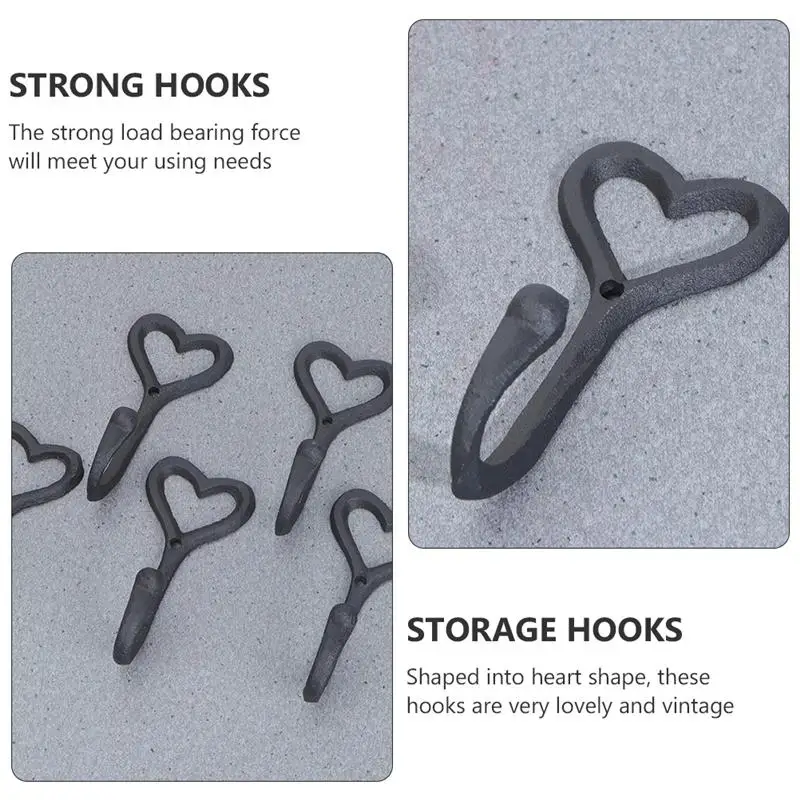 1 Set Vintage Iron Practical Durable Multipurpose Wall Hooks Heart-shaped Hooks for Home 
1 Set Vintage Iron Practical Durable Multipurpose Wall Hooks Heart-shaped Hooks for Home
