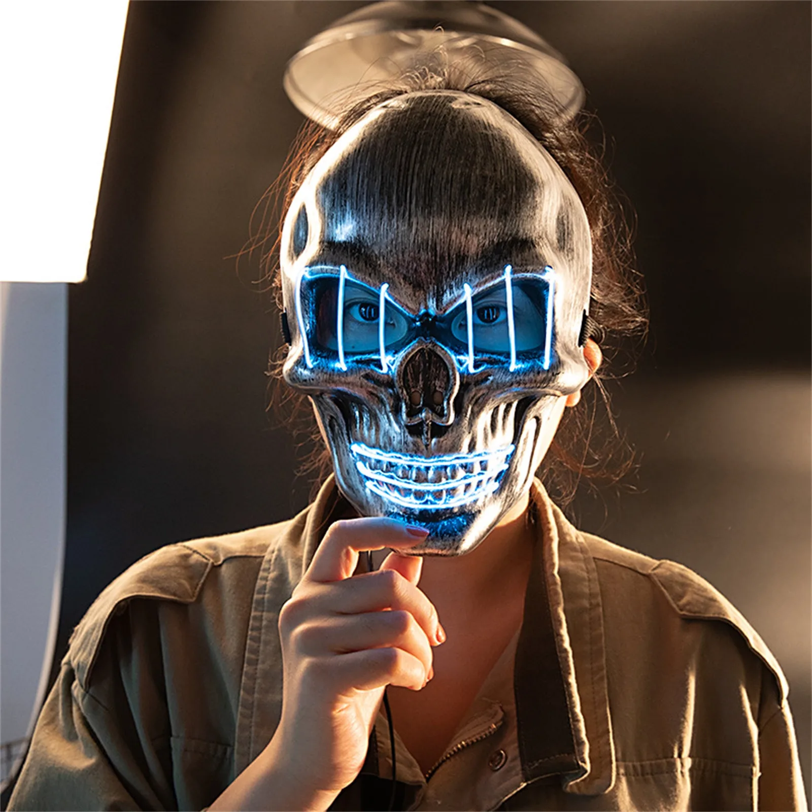 

Светодиодная светящаяся маска на Хэллоуин, страшная холодная фотомаска, новинка на Хэллоуин, карнавал, смешная Танцевальная вечеринка, бар...
