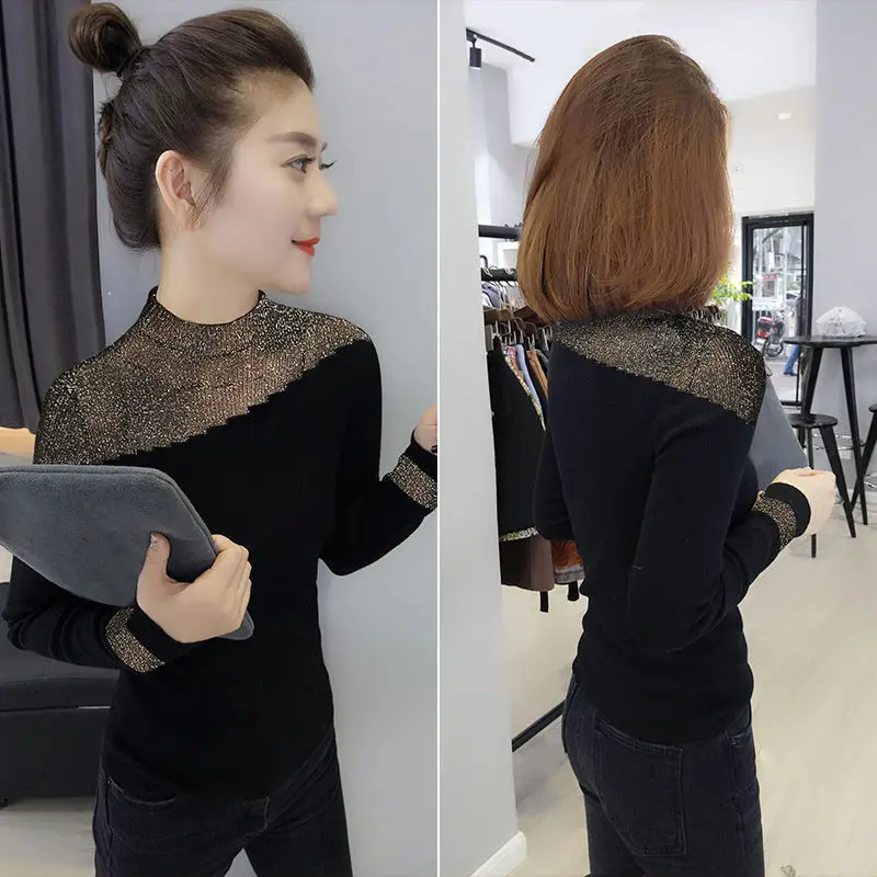 Women's wear new style foreign style versatile black base coat slim fit sweater long sleeve sweater
Women's wear new style foreign style versatile black base coat slim fit sweater long sleeve sweater