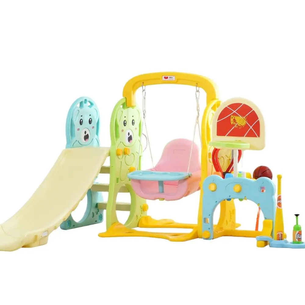 Indoor Children's Rides 3 In 1 Bear Small Slide Baby Swing Combination of Children's Theme Park Sports Basketball Toy
Indoor Children's Rides 3 In 1 Bear Small Slide Baby Swing Combination of Children's Theme Park Sports Basketball Toy