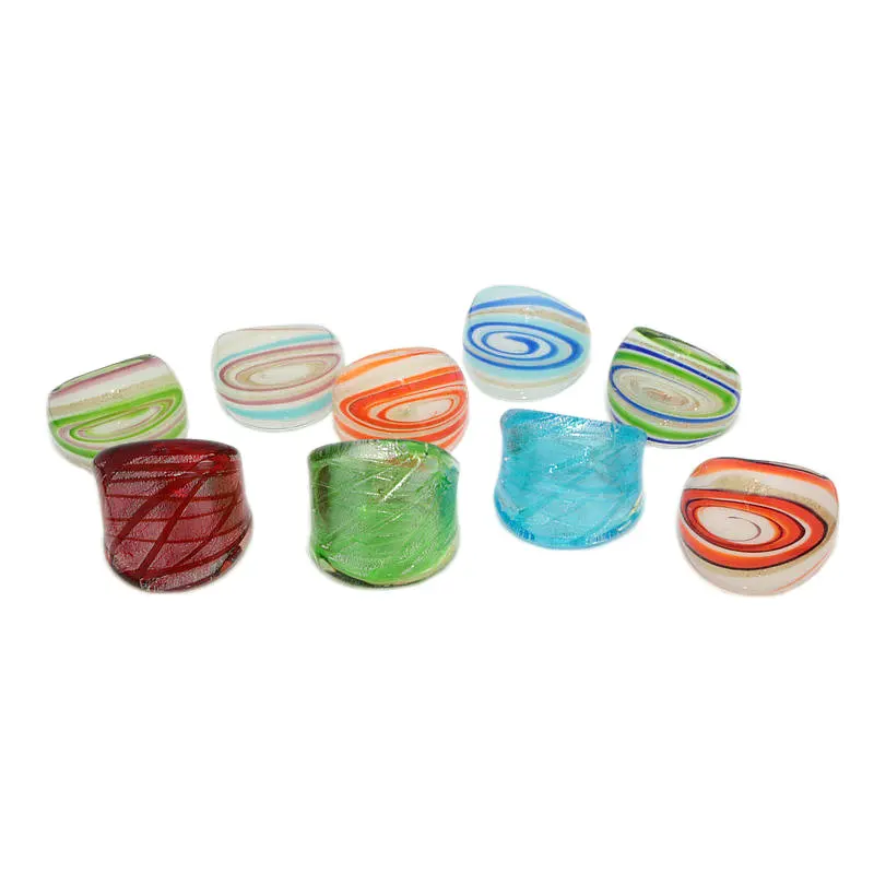 10PCS Randomly Mixed With Coloured Glaze Rings Murano Hot Gold Foil Color Ring More 17-19 mm
10PCS Randomly Mixed With Coloured Glaze Rings Murano Hot Gold Foil Color Ring More 17-19 mm