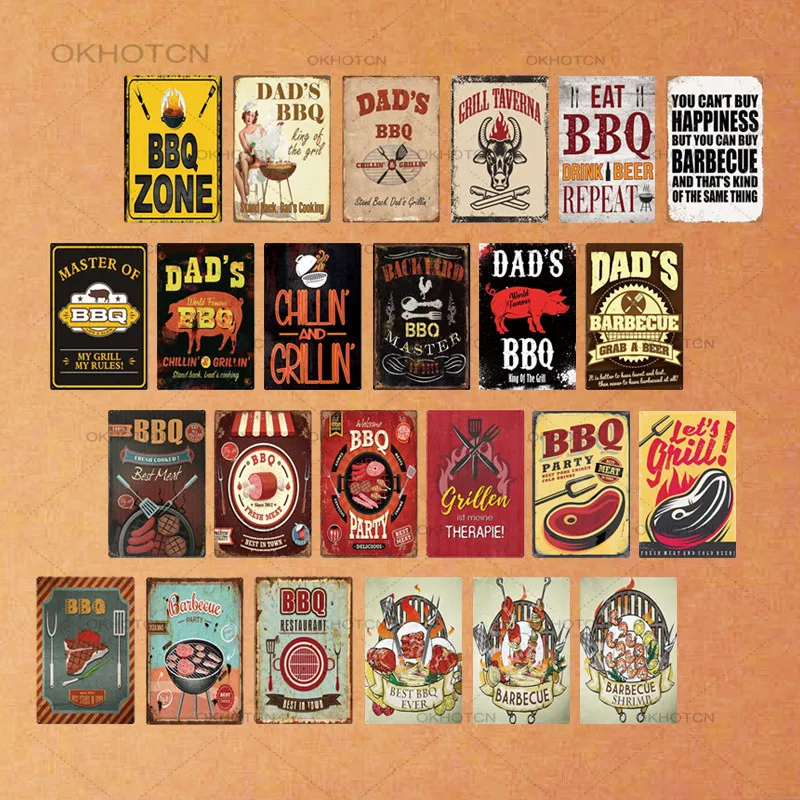 DAD'S BBQ Party Zone Metal Tin Sign Plaque Wall Decor for Barbecue Bar Pub Kitchen Vintage Billboard Plates Iron Painting
DAD'S BBQ Party Zone Metal Tin Sign Plaque Wall Decor for Barbecue Bar Pub Kitchen Vintage Billboard Plates Iron Painting