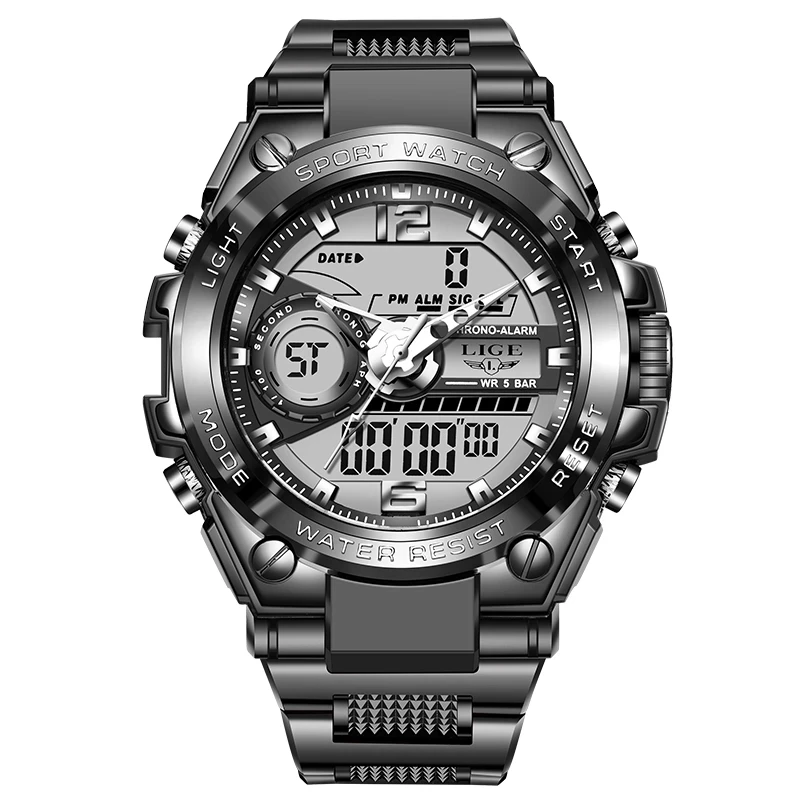 LIGE 2021 Sport Men Quartz Digital Watch Creative Diving Watches Men Waterproof Alarm Watch Dual Display Clock Relogio Masculino
LIGE 2021 Sport Men Quartz Digital Watch Creative Diving Watches Men Waterproof Alarm Watch Dual Display Clock Relogio Masculino