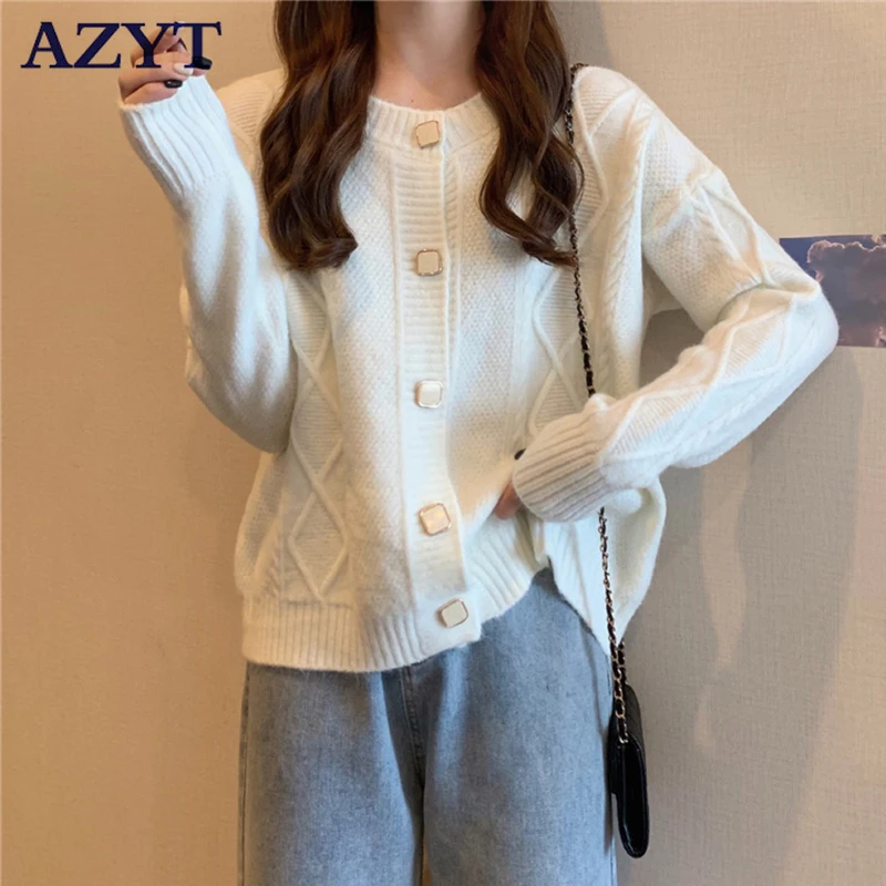 AZYT Spring Autumn O Neck Cardigan Sweater Women Chic Buttons Knitted Cardigan Female Jacket 2022 New Knitwear Pull Femme Tops
AZYT Spring Autumn O Neck Cardigan Sweater Women Chic Buttons Knitted Cardigan Female Jacket 2022 New Knitwear Pull Femme Tops