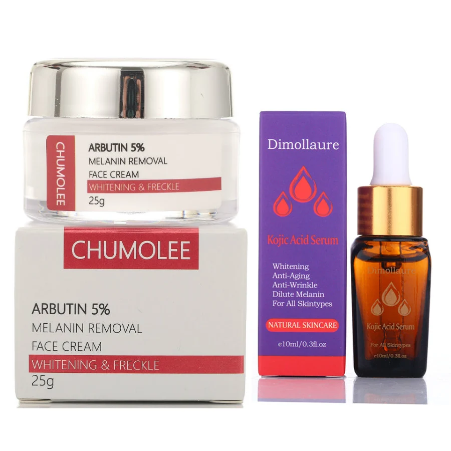 CHUMOLEE арбутин 5% крем для отбеливания веснушек + Kojic кислоты сыворотка выцветает