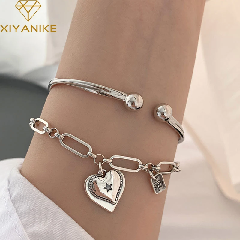 XIYANIKESilver Color Love Heart Letter Bracelet Female Sweet Retro Minimalist Wave Trend Fashion Handmade Jewelry Gift
XIYANIKESilver Color Love Heart Letter Bracelet Female Sweet Retro Minimalist Wave Trend Fashion Handmade Jewelry Gift