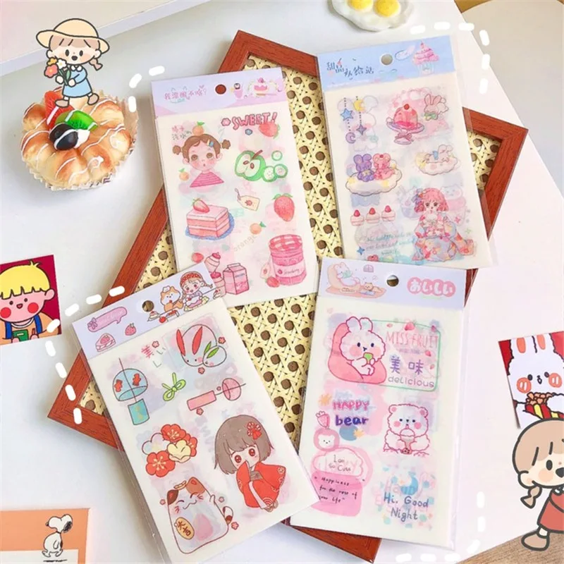 6PCS Ins Cartoon Student Hand Account Sticker Pack Notebook Decoration Bear Rabbit Diy Material Kawaii Anime Decor Stationery
6PCS Ins Cartoon Student Hand Account Sticker Pack Notebook Decoration Bear Rabbit Diy Material Kawaii Anime Decor Stationery