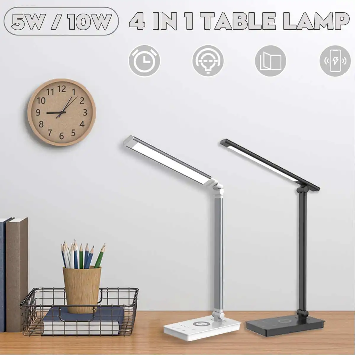 10W 5W Wireless LED Desk Lamp Fast Charging Light Eye Protect Study Business Office Table Lamp For Bedroom Reading Study Work
10W 5W Wireless LED Desk Lamp Fast Charging Light Eye Protect Study Business Office Table Lamp For Bedroom Reading Study Work